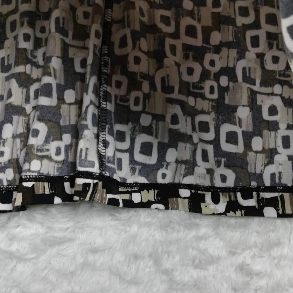 Notations Womens Dress Midi Geometric Print Black White Short Sleeve Keyhole M - Picture 9 of 11